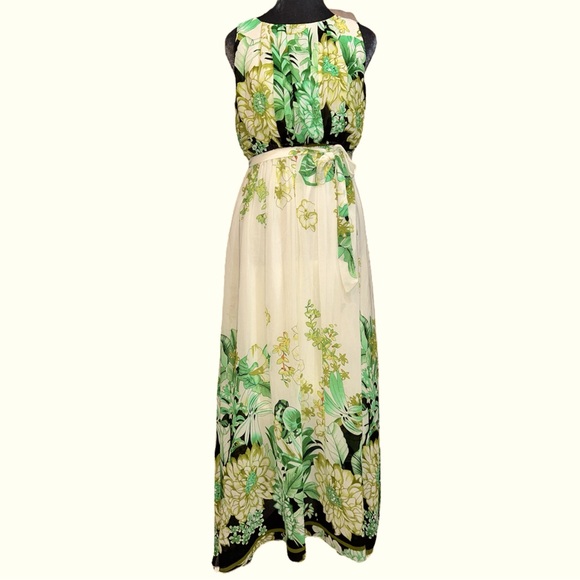 Magic Dresses & Skirts - Magic light flowing botanical floral print pleated bodice tie at waist